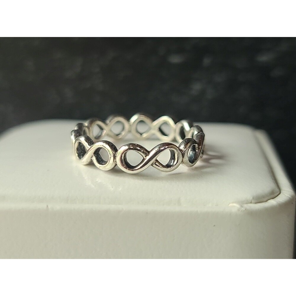 925 Sterling Silver Infinity Ring Band, SIZE US 6.75 Vintage, READ